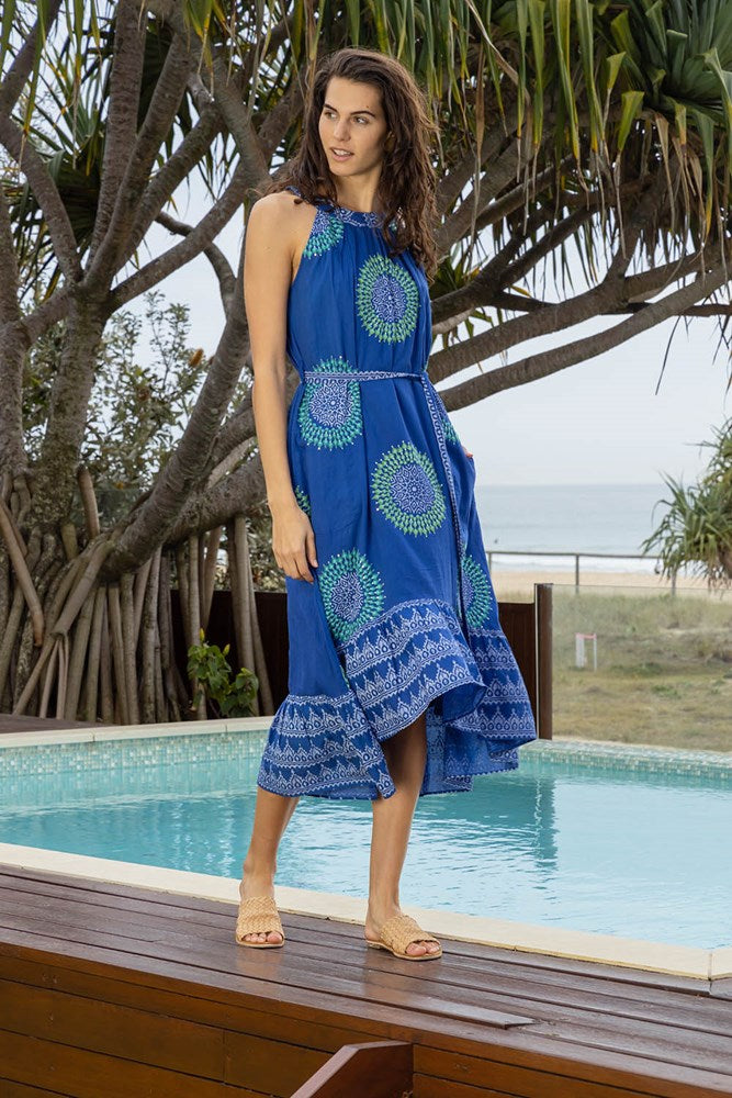 Romi Hi-Lo Halter Dress Ocean