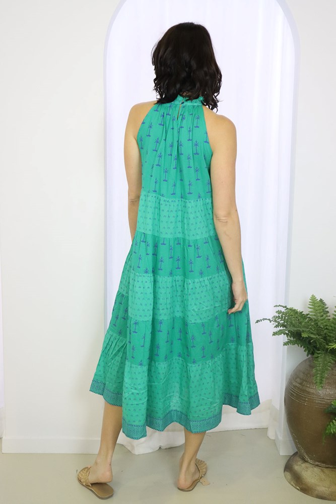 Seychelles Tiered Halter Midi Dress Sea